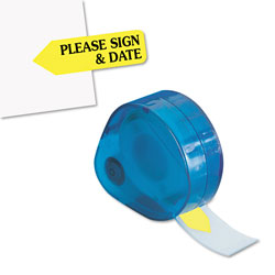 Redi-Tag/B. Thomas Enterprises Arrow Message Page Flags in Dispenser,  inPlease Sign and Date in, Yellow, 120 Flags