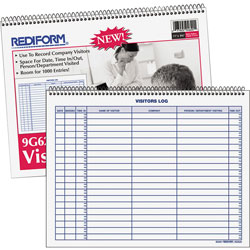 Rediform Log Book For Visitors, 1000 Name Capacity, 11"x8 1/2", White