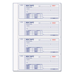 Rediform Money Receipt Book, Hardcover, Three-Part Carbonless, 7 x 2.75, 4 Forms/Sheet, 200 Forms Total