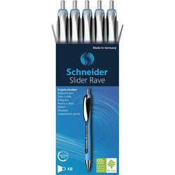 Rediform Rediform Slider Rave XB Ballpoint Pen - Extra Broad Pen Point - 1.4 mm Pen Point Size - Retractable - Black - Blue Rubberized, Black Barrel - Stainless Steel Tip - 5 / Pack