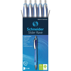 Rediform Slider Rave XB Retractable Ballpoint Pen, Extra Broad Pen Point, Blue