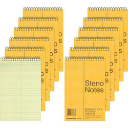 Rediform Steno Books, Gregg Ruled, 80 Sheets, 6 in x 9 in, 12/PK, Green