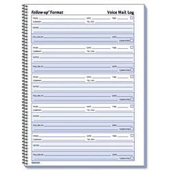 Rediform Follow-up Wirebound Voice Mail Log Book, One-Part (No Copies), 7.5 x 2, 5 Forms/Sheet, 500 Forms Total