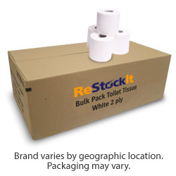 ReStockIt Standard Bathroom Tissue - White, 2-Ply, 4.2 in x 3.5 in Sheet, 400 Sheet/Roll, 96 Rolls/Case