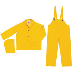 River City Flame Resistant Rain Suit, Jacket/Hood/Pants, 0.35 mm PVC/Poly, Yellow, 2X-Large