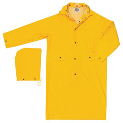 River City Classic Rain Coat, Detachable Hood, 0.35 mm PVC/Polyester, Yellow, 49 in Large