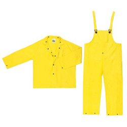 River City Three-Piece Rain Suit, Jacket/Hood/Pants, 0.28 mm PVC/Nylon, Yellow, 2X-Large