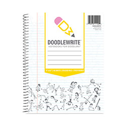 Roaring Spring Paper DoodleWrite Notebooks, 1-Subject, Wide/Legal Rule, White Cover, (50) Sheets, 24/Carton