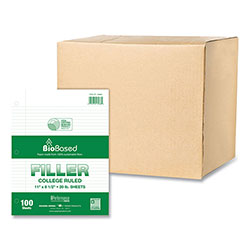 Roaring Spring Paper Filler Paper, 3-Hole, 8.5 x 11, College Rule, 100 Sheets/Pack, 24 Packs/Carton
