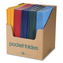 Roaring Spring Paper Pocket Folder, 0.5 in Capacity, 11 x 8.5, Assorted Colors, 100/Carton