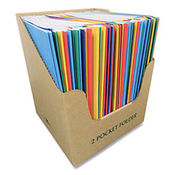 Roaring Spring Paper Pocket Folder with 3 Fasteners, 0.5 in Capacity, 11 x 8.5, Assorted Colors, 100/Carton