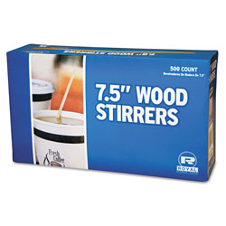 Royal   Wood Coffee Stirrers, 7 1/2 in Long, Woodgrain, 500 Stirrers/Box, 10 Boxes/Carton