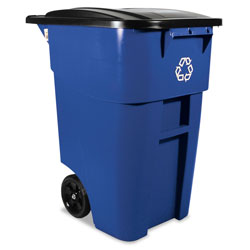 Rubbermaid Square Brute Recycling Rollout Container, 50 gal, Plastic, Blue (RCP9W27-06BLU)