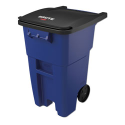 Rubbermaid Brute Rollout Container, Square, Plastic, 50 gal, Blue (RCP9W27BLU)