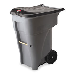 Rubbermaid Brute Roll-Out Heavy-Duty Container, 65 gal, Polyethylene, Gray