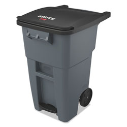 Rubbermaid Brute Step-On Rollouts, 50 gal, Metal/Plastic, Gray