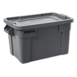 Rubbermaid BRUTE Tote with Lid, 14 gal, 27.5 in x 16.75 in x 10.75 in, Gray