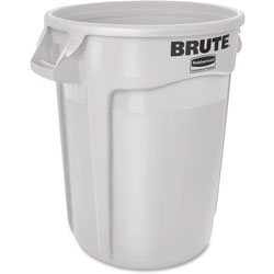 Rubbermaid Brute Vented Container, 32 gal Capacity, White, 6/Carton