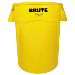 Rubbermaid Vented Round Brute Container, 44 gal, Plastic, Yellow
