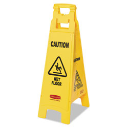 Rubbermaid Caution Wet Floor Sign, 4-Sided, 12 x 16 x 38, Yellow