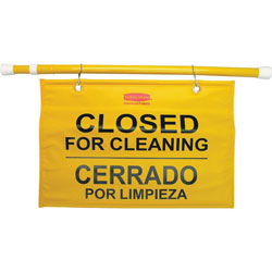 Rubbermaid Closed/Cleaning Safety Sign, 6/Carton, Closed for Cleaning Print/Message, 50 in x 13 in Height, Durable, Yellow