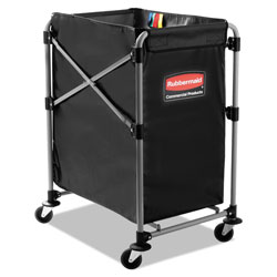 Rubbermaid One-Compartment Collapsible X-Cart, Synthetic Fabric, 4.98 cu ft Bin, 20.33 in x 24.1 in x 34 in, Black/Silver