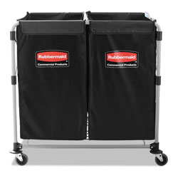 Rubbermaid Two-Compartment Collapsible X-Cart, Synthetic Fabric, 2.49 cu ft Bins, 24.1 in x 35.7 in x 34 in, Black/Silver