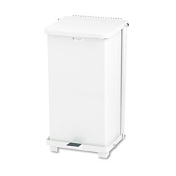 Rubbermaid Defenders Heavy-Duty Steel Step Can, 6.5 gal, Steel, White (RCPST12EPLWH)