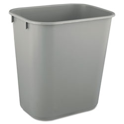 Rubbermaid Deskside Plastic Wastebasket, 3.5 gal, Plastic, Gray