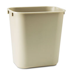 Rubbermaid Deskside Plastic Wastebasket, 3.5 gal, Plastic, Beige (RCP295500BG)