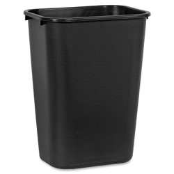 Rubbermaid Deskside Plastic Wastebasket, 10.25 gal, Plastic, Black