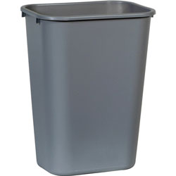 Rubbermaid Deskside Plastic Wastebasket, 10.25 gal, Plastic, Gray