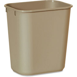 Rubbermaid Deskside Wastebasket, 3.25 gal Capacity, Beige, 12/Carton