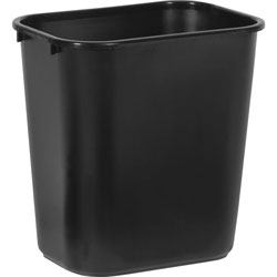 Rubbermaid Deskside Wastebasket, 7 gal Capacity, Black, 12/Carton