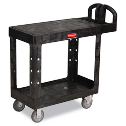 Rubbermaid Flat Shelf Utility Cart, Plastic, 2 Shelves, 500 lb Capacity, 19.19 in x 37.88 in x 33.33 in, Black