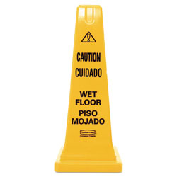 Rubbermaid Multilingual Wet Floor Safety Cone, 10.55 x 10.5 x 25.63, Yellow