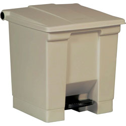 Rubbermaid Indoor Utility Step-On Waste Container, 8 gal, Plastic, Beige