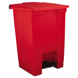 Rubbermaid Indoor Utility Step-On Waste Container, 12 gal, Plastic, Red