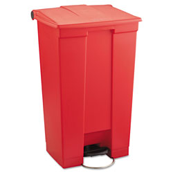 Rubbermaid Indoor Utility Step-On Waste Container, 23 gal, Plastic, Red