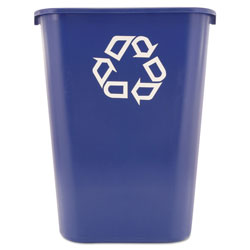 Rubbermaid Large Deskside Recycle Container w/Symbol, Rectangular, Plastic, 41.25qt, Blue (RCP295773BE)