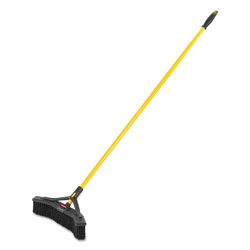 Rubbermaid Maximizer Push-to-Center Broom, Poly Bristles, 18 x 58.13, Steel Handle, Yellow/Black
