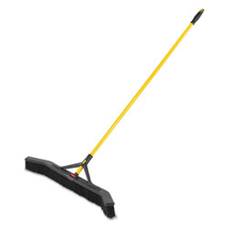 Rubbermaid Maximizer Push-to-Center Broom, Poly Bristles, 36 x 58.13, Steel Handle, Yellow/Black