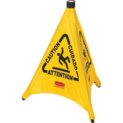Rubbermaid Pop-Up Safety Cone,  inCaution in, Multi-Lingual, 20 in x 21 in, 12/CT, YW