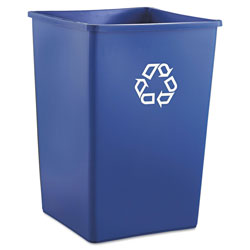 Rubbermaid Square Recycling Container, 35 gal, Plastic, Blue