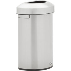 Rubbermaid Refine Half-Round Waste Container - 16 gal Capacity, Metal - Stainless Steel - 1 Each