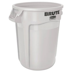 Rubbermaid Vented Round Brute Container, 10 gal, Plastic, White
