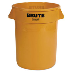 Rubbermaid Vented Round Brute Container, 32 gal, Plastic, Yellow