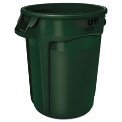 Rubbermaid Vented Round Brute Container, 32 gal, Plastic, Dark Green (RCP2632DGR)
