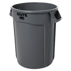 Rubbermaid Vented Round Brute Container, 32 gal, Plastic, Gray (RUB263200GY)