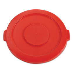 Rubbermaid BRUTE Self-Draining Flat Top Lids for 32 gal Round BRUTE Containers, 22.25 in Diameter, Red